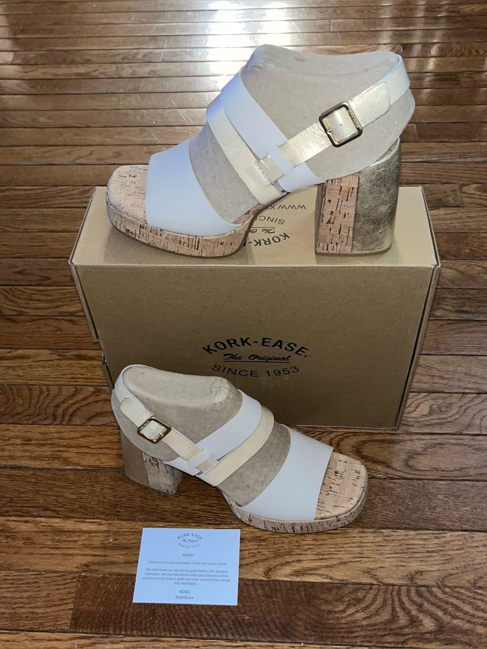 Kork-Ease Maxi Sandal Platform & Cork Natural Combo Cream, Tan & Gold Women’s 10 - Picture 2 of 12